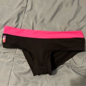 Bad Kitty pole dance fitness wear bottoms black and hot pink size small